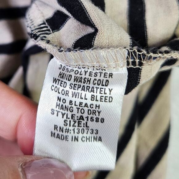 🦃 Umgee Navy Cream Striped Casual Comfort Knit Dress 3/4 Sleeves Size Large - Picture 6 of 9